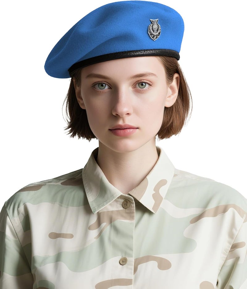 CKYPTFK Beret Hats for Women & Beret Hat Men - US Army Style 100% Wool Military Beret, Vintage British Officer Look. - Image 1